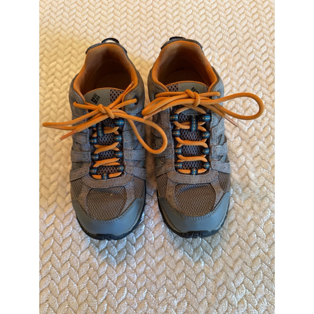 Columbia Redmond Kids Grey Orange Hiking Shoes Trail Sneakers BY2857-033 Size 3
